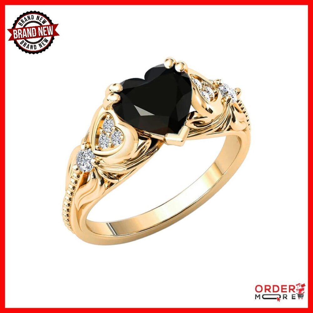Sterling Silver Gold Plated Diamond Heart Gemstone Ring Size 9